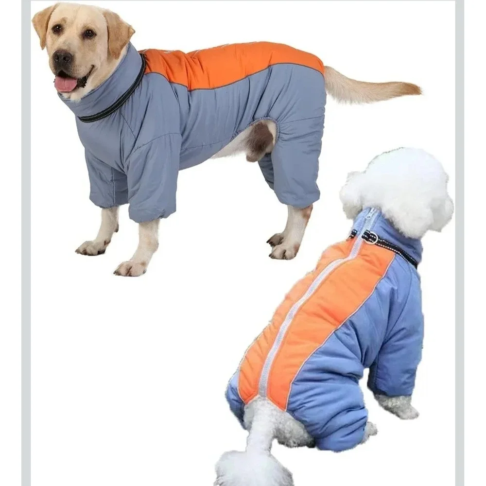 Dogs Winter Coat Windproof Zip Up Fleece Lined Snowsuit For Dogs
